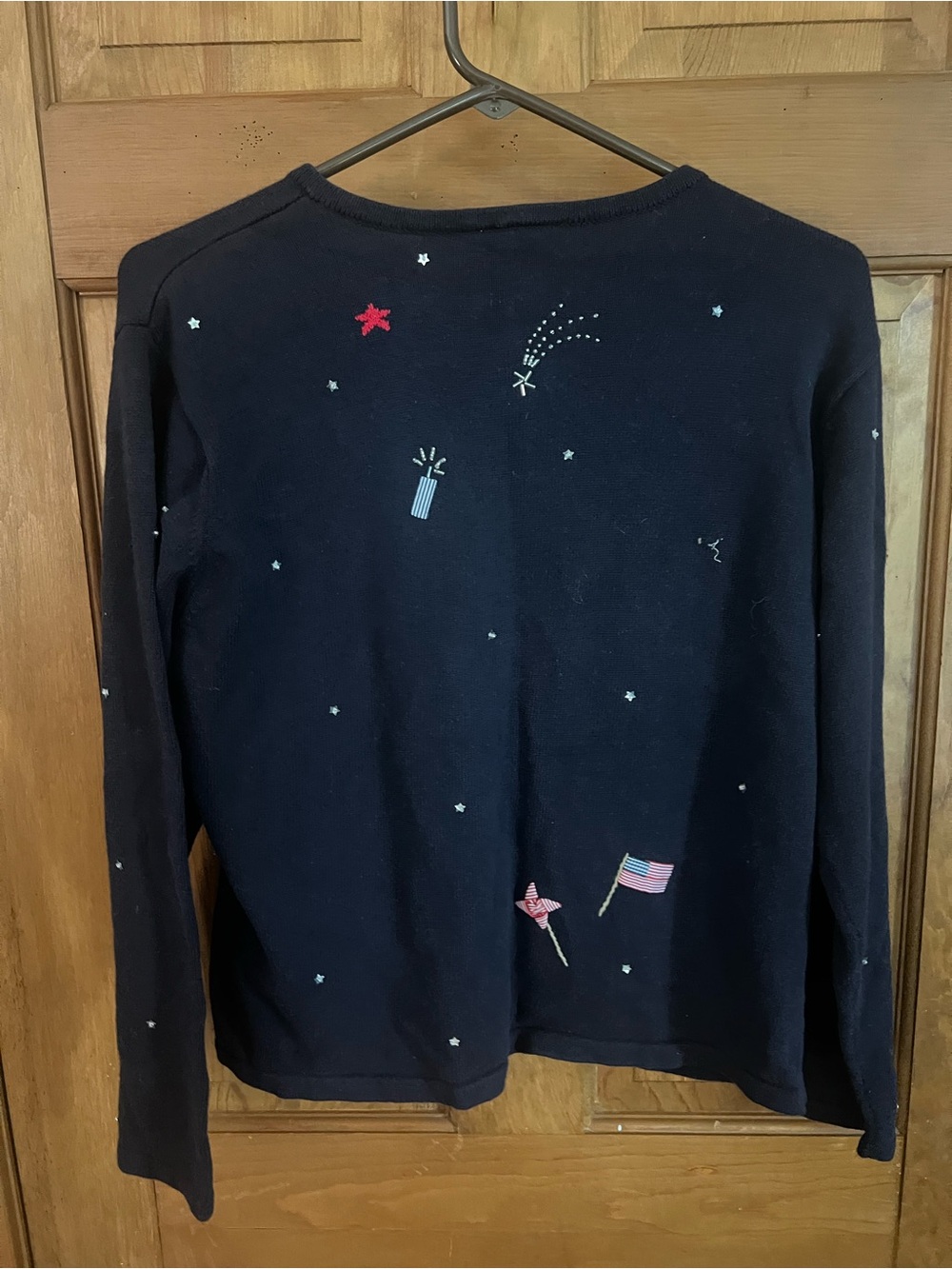 Vintage Talbots Patriotic Embroidered 4th of July Cardigan - Picture 7 of 11